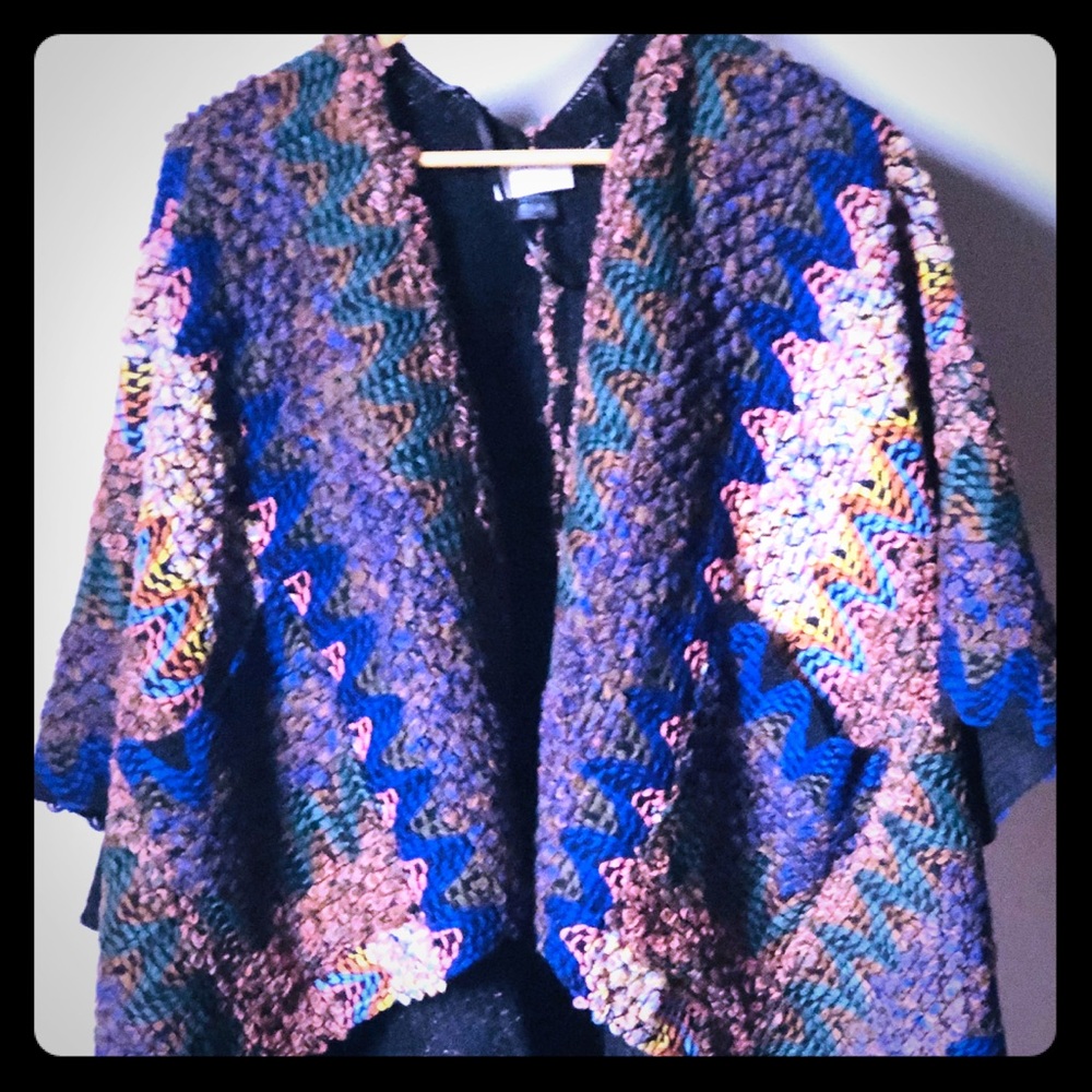 David & Young Multi Knit Poncho Wrap - OS